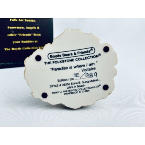 2001 Boyds Bears Folkstone Collection Edna B Sungoddess Life’s a Beach Figurine - Picture 7 of 10